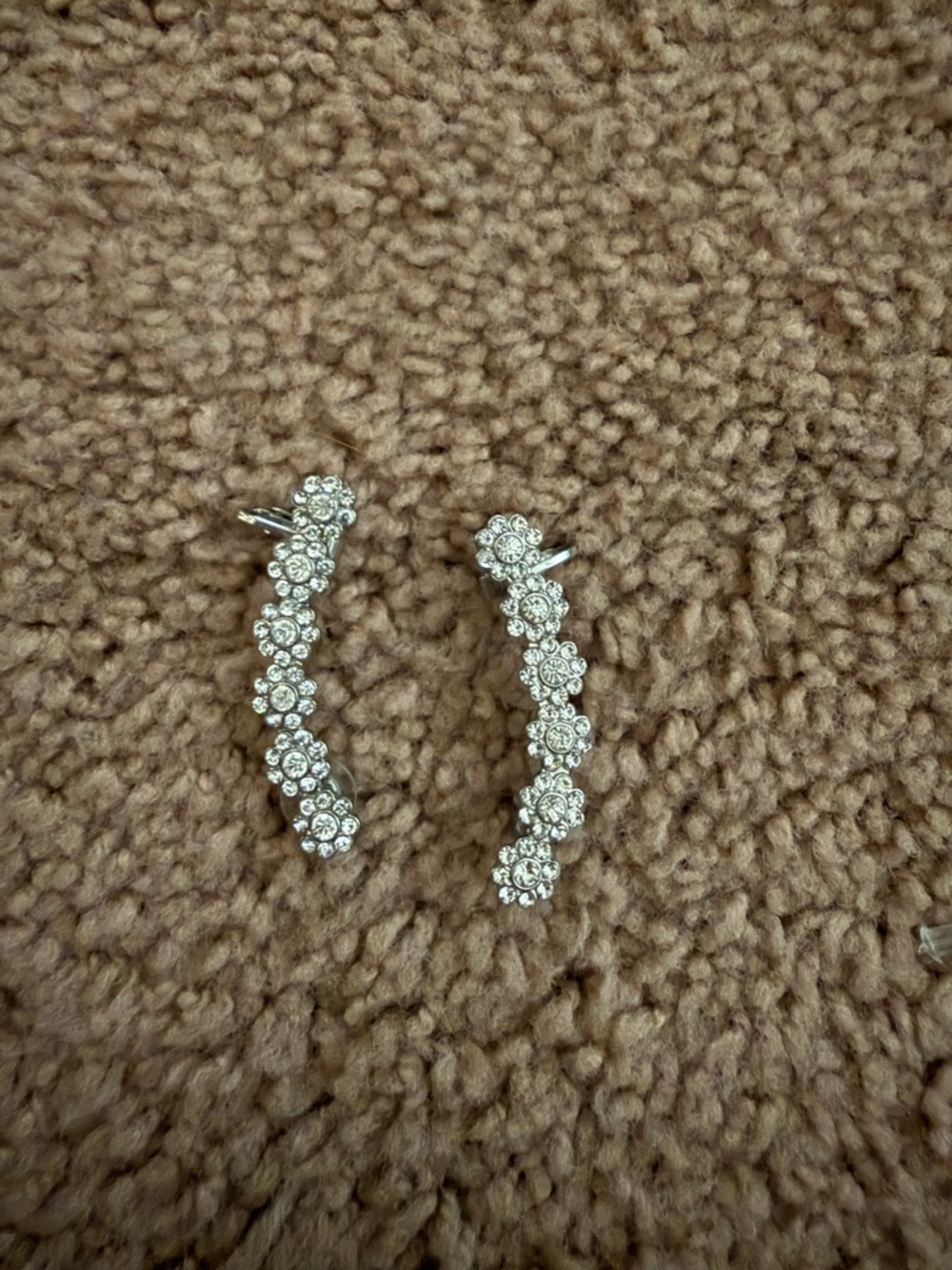 Silver Crystal Floral Ear Climbers - Women Jewelry